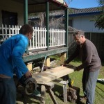 We're cutting the supports for the new steps